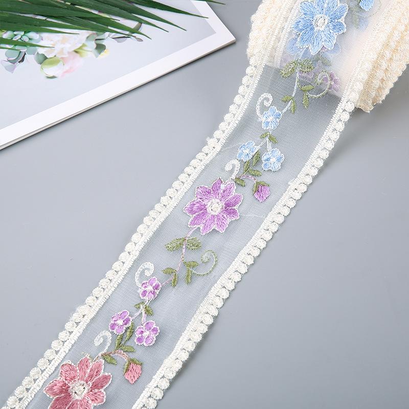 5 Yards Flower Embroidery Lace Ribbon For Bow Making Clothing Decor Sewing Fabric Craft Supplies Needlework Accessories