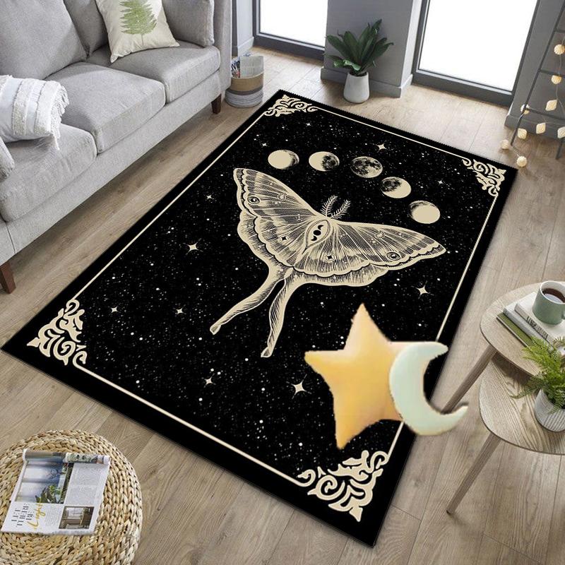 Gothic Moth And Skulls Office Rug Chair Mat, Entryway Carpet, Suitable for Front Door, Bedroom, Living Room, Desk, Holiday Gift