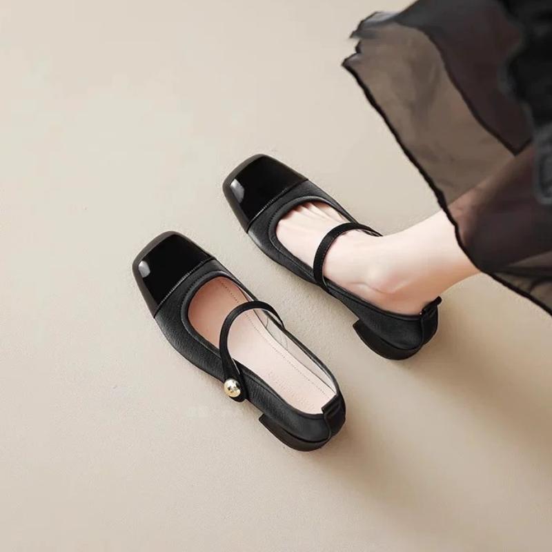 2025 Office Lady Pumps Square Toe Block Heels Buckle Strap Mixed Plus Mary Janes Soft Women High-heeled Shoes
