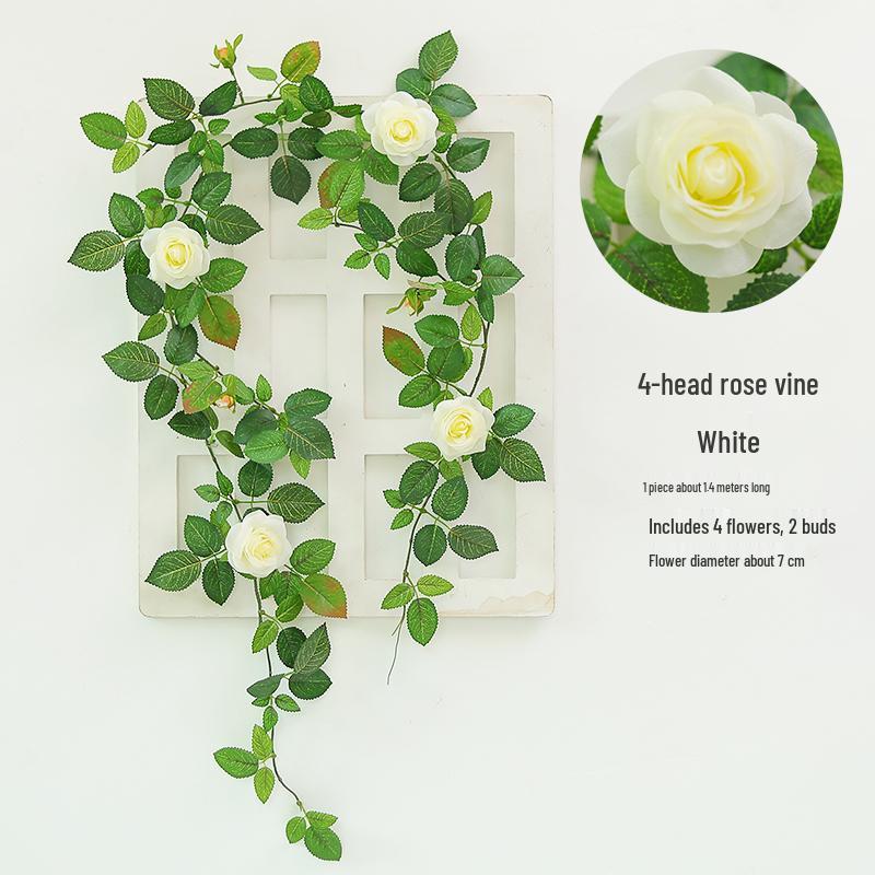 Luxurious Staircase Decor: Bionic Green Rose Vines & Leaves