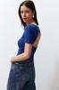 Women's Fashion Blouse Crew Neck Short Black Backless Tie Detailed Ribbed Flexible Knitted Blouse