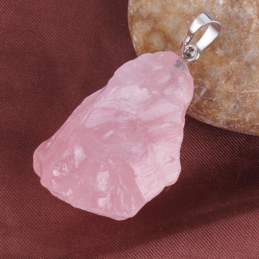 HZ Lila Edelsteine Natürliche Unregelmäßige Rosenquarz Reiki Perle Heilkristall Anhänger Schmuck