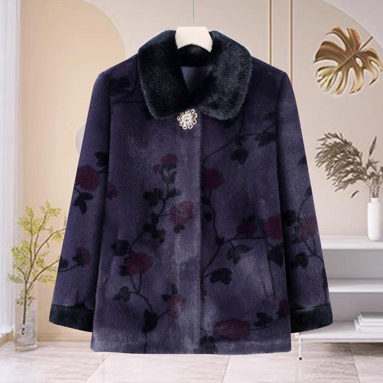 

Зимнее толстое меховое пальто бабушки Пальто из шерсти для женщин среднего и пожилого возраста Новый стиль Одежда для пожилых женщин 5XL