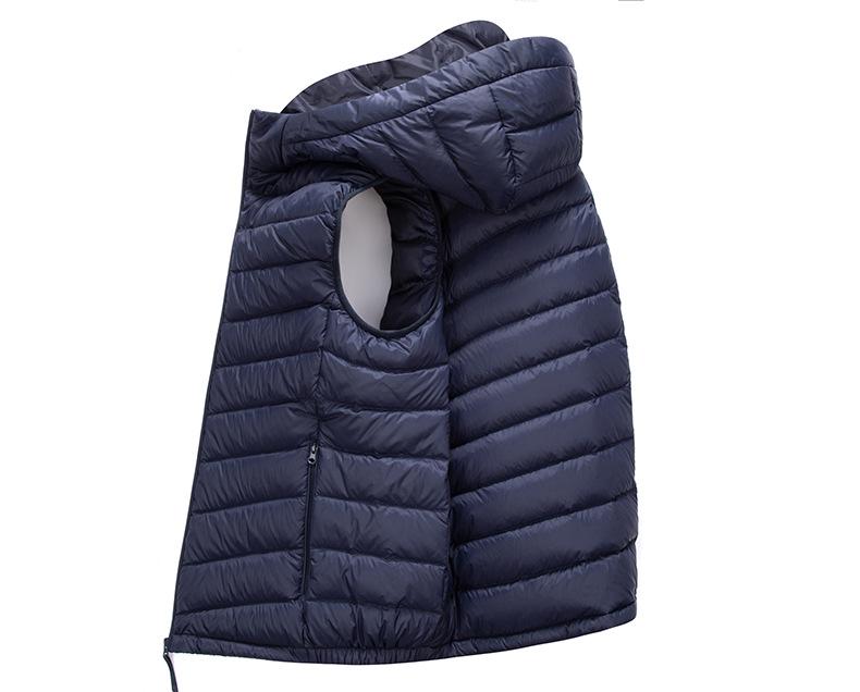 Men's Lightweight Down Vest - Sleeveless, Stand Collar, Short Style, Warm White Duck Down, Autumn/Winter Collection.