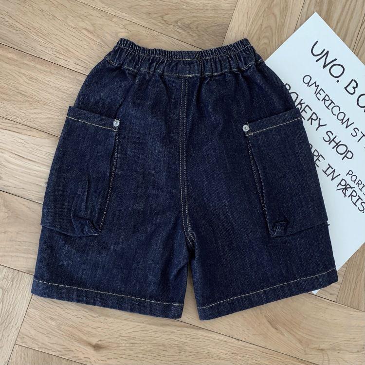 Children's Korean Style Cargo Denim Shorts - Cool, Fashionable, Loose Fit with Pockets
