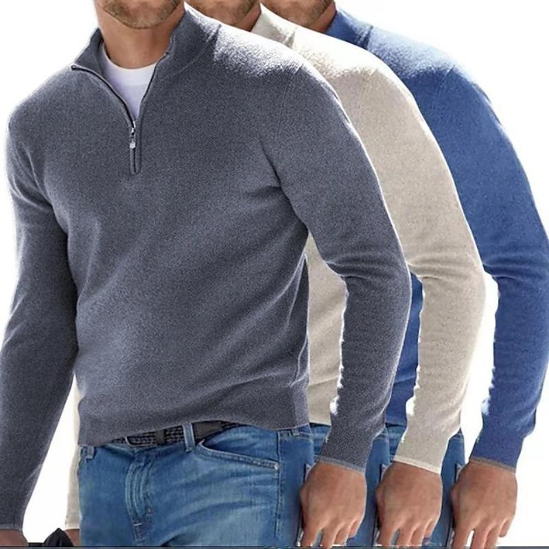 Fleece Sweatshirt Warm Undershirt  Men's Half Turtleneck Long Sleeve Sweater