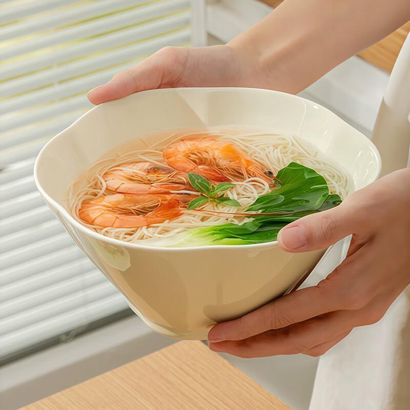 Cream Style Ceramic Noodle Bowls