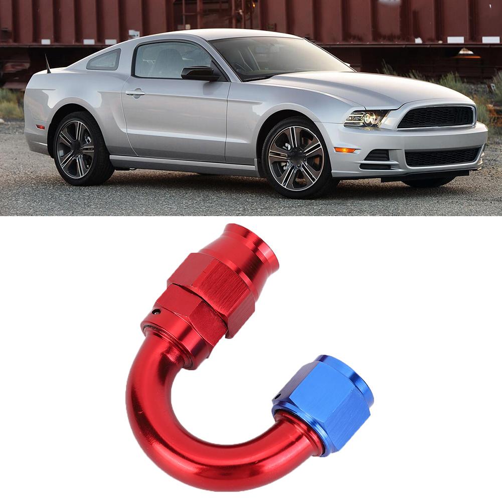 AN10 Aluminum Alloy Red Blue Oil Line End Fitting Adapter for PTFE Fuel Hose 180 degrees