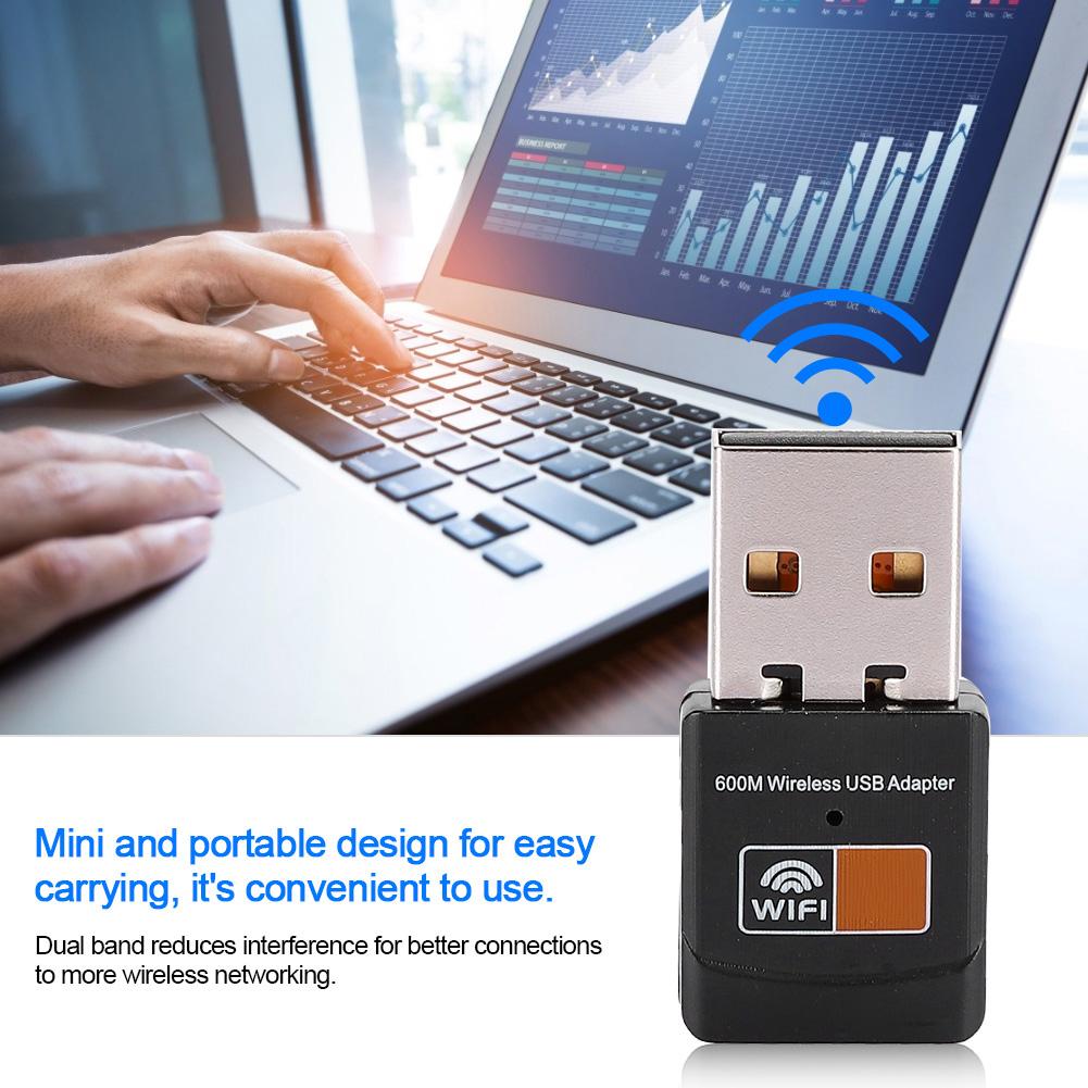 USB WiFi Adapter 2.4G 5G 600Mbps Dual Band Mini Wireless Computer Network Card Receiver