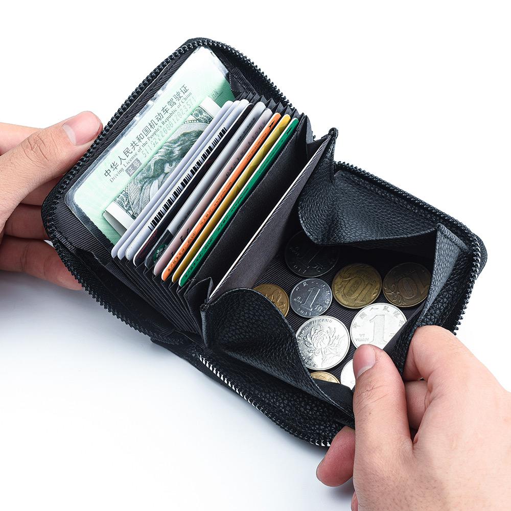 Women's Zipper Purse Short Lychee Pattern Fashion Multi-Card Slot ID Card Holder Coin Zipper Purse For Women