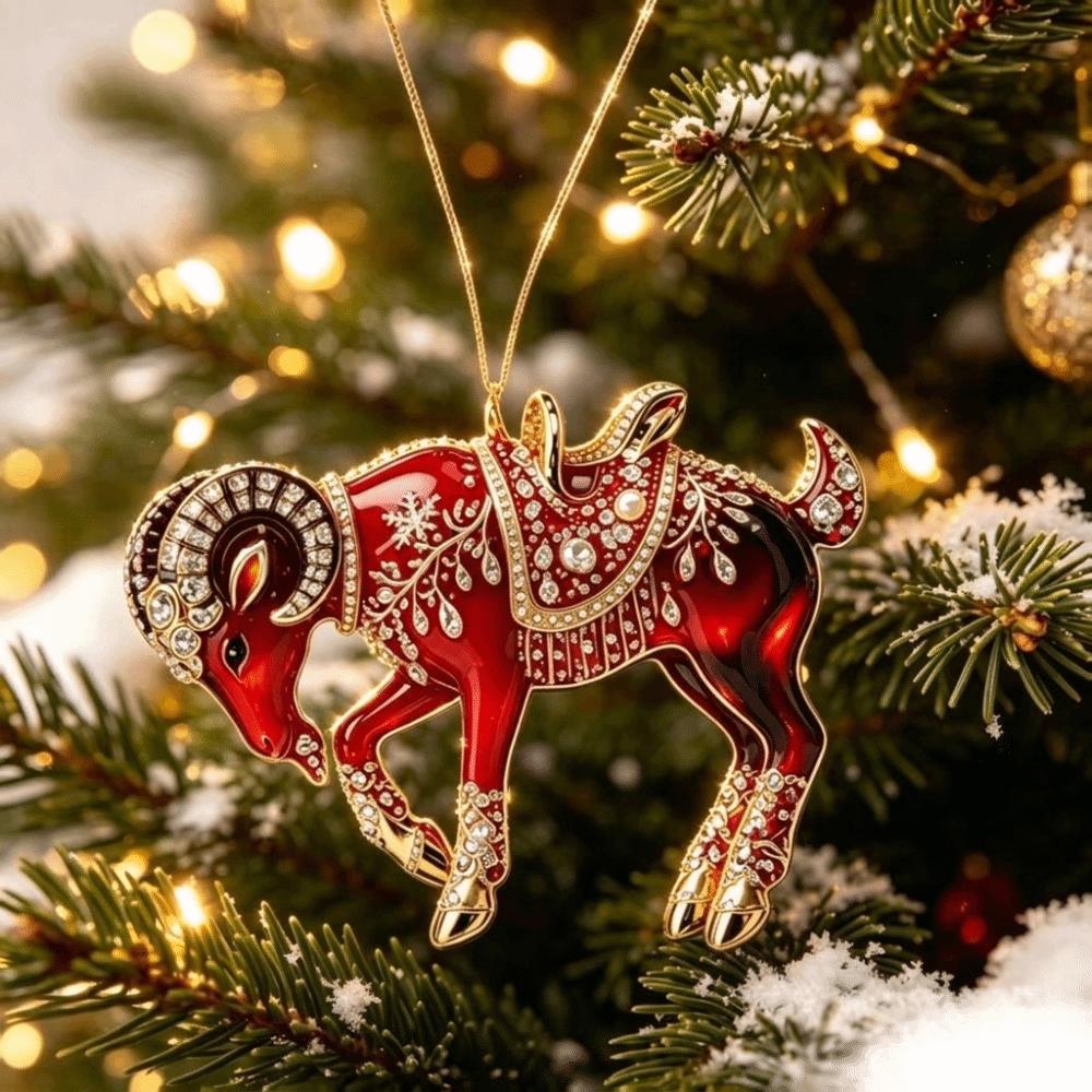 Glänzendes Ziegen-Hängeornament Acryl-Weihnachtsbaumschmuck Neues Sternzeichen Ziege Souvenir Taschenanhänger
