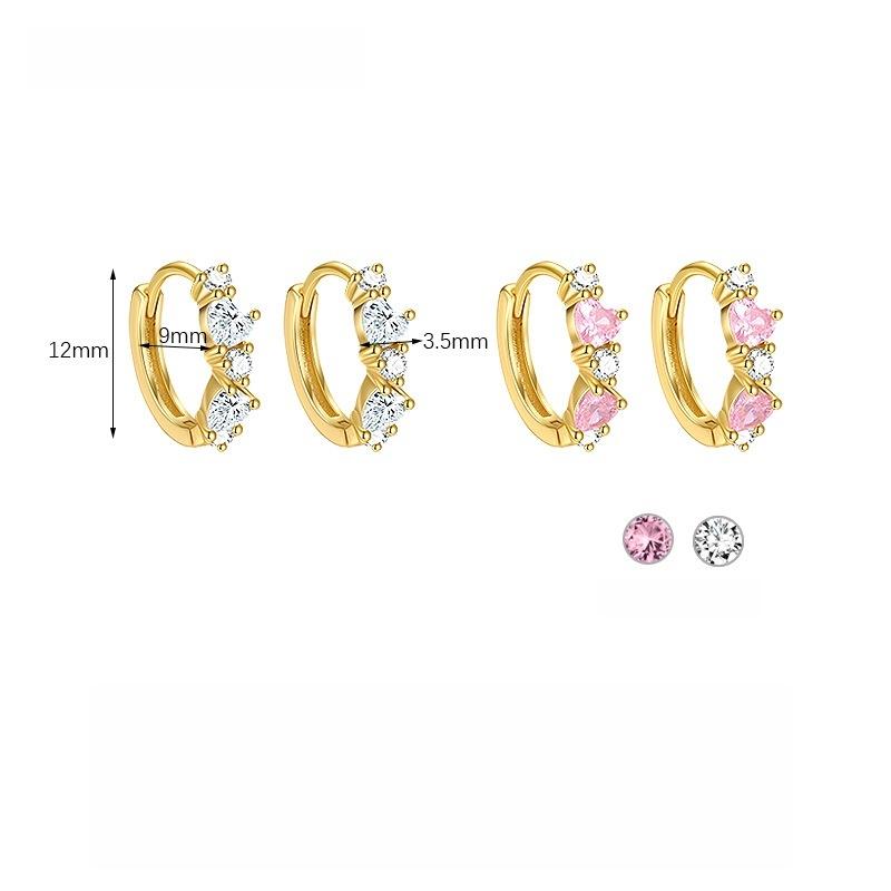 925 Sterling Silver Heart CZ Hoop Earrings for Women Dainty Gold Plated Zircon Huggie Hoops Hypoallergenic Cute Jewelry