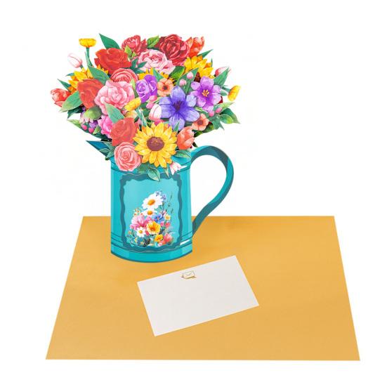

3D Pop Up открытки 13 бумажный букет цветов поздравительная открытка с конвертом и пустой картой цветущие цветы благодарственная открытка на годовщину Дня матери F