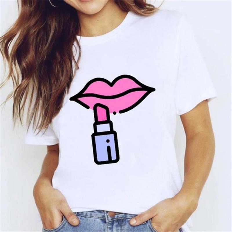 T Shirt for Women Teens Tees Cartoon Kawaii Trend Fingernail Nail Art Unisex Clothes Vintage Men Streetwear Daily Style Fashion