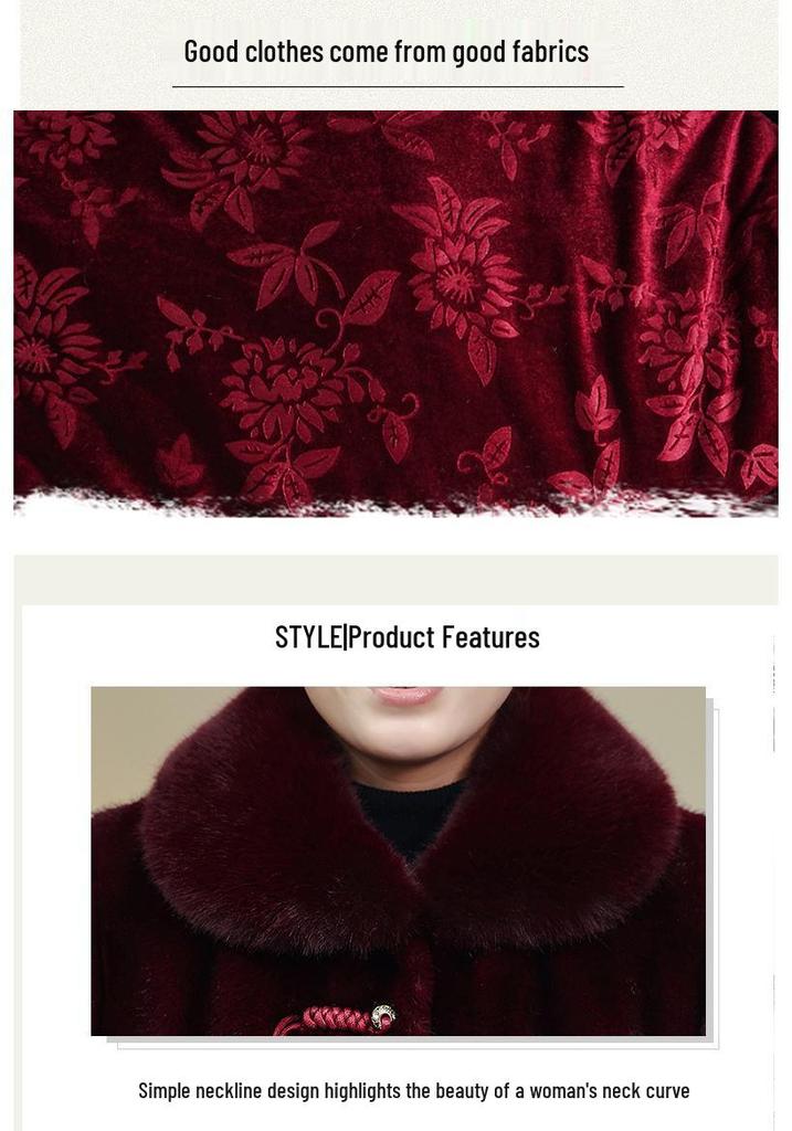 Mink Velvet Mid-Length Winter Coat for Middle-Aged & Elderly Women