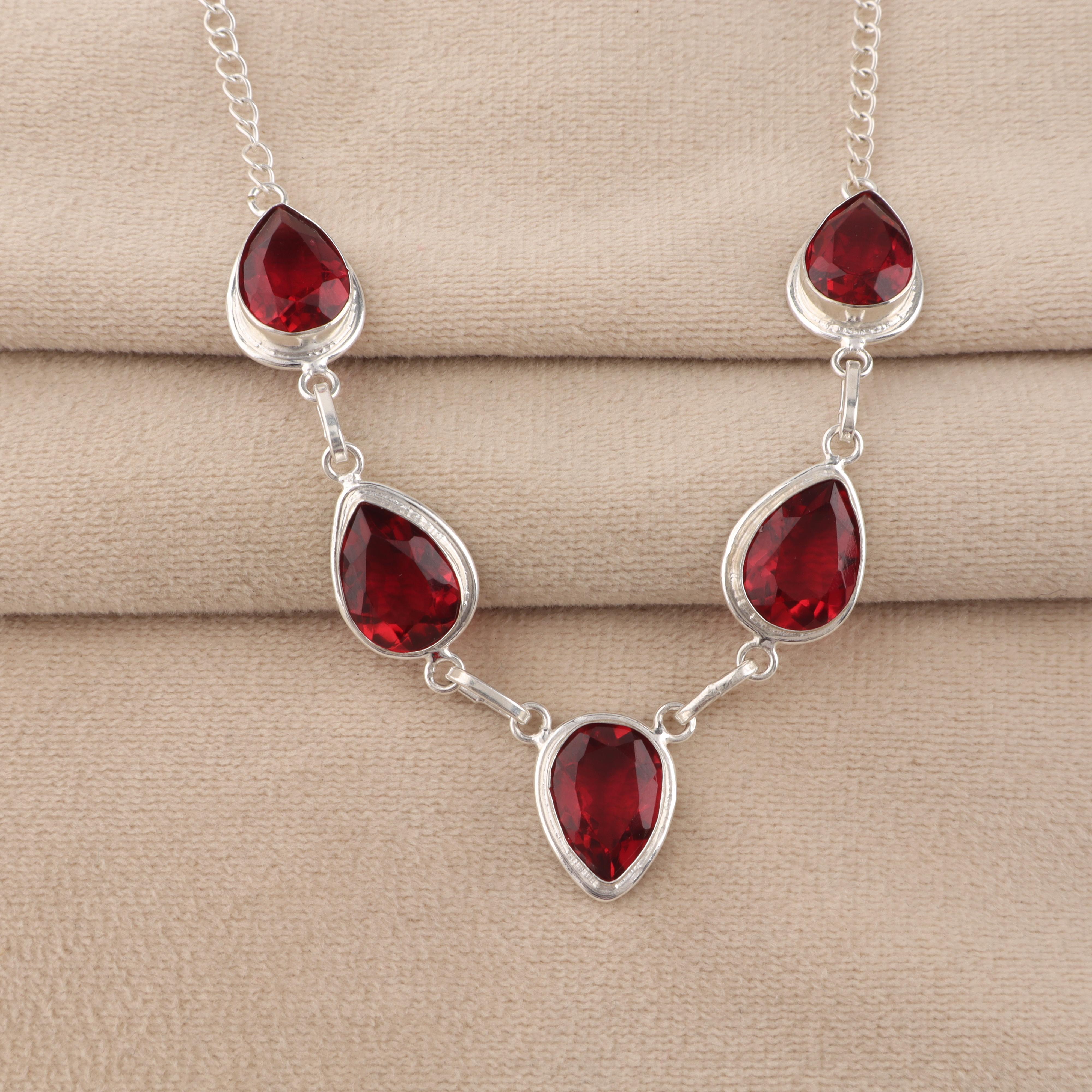 

Pink Rubellite Gemstone Silver Necklace 925 Sterling Silver Handcrafted Silver Jewelry For Women RN-1-9