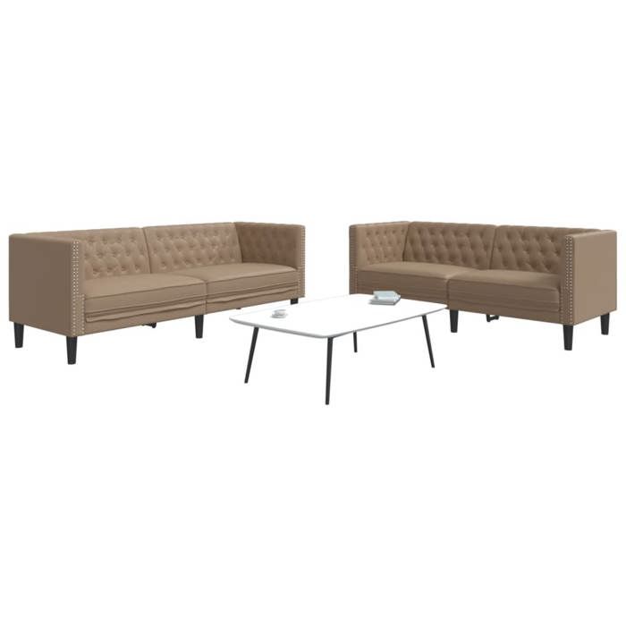 VidaXL Chesterfield 2-piece Sofa Set Cappuccino Faux Leather, Sofa, Sofa Seat, Recliner Sofa, Comfort Sofa, 3209279