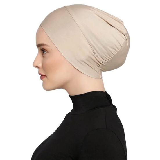 

Women Undercap Solid Color Non-slip Stretch Cotton Headscarf Cap Breathable Under Scarf Hat Head Wrap Bonnet Night Sleep Cap Headwear H