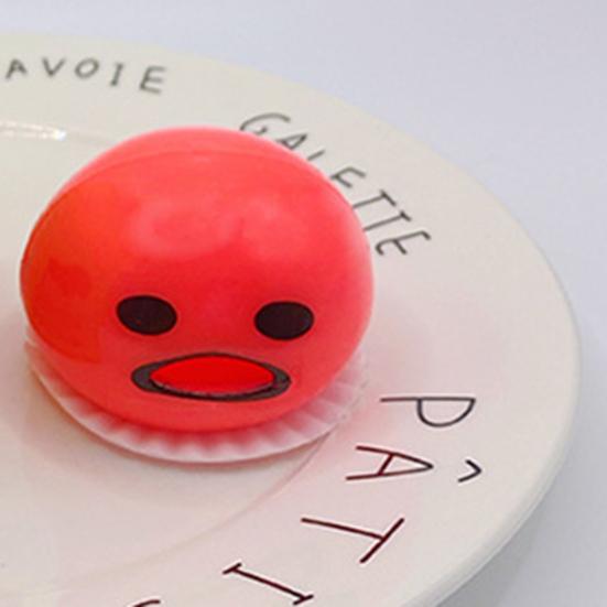 4Pcs Cartoon Egg Yolk Stress Ball Anxiety Relief Vomitive Yolk Squeeze Ball Sensory Toy Kids Teens Adults Portable Soft TPR Ball Pinch Fidget Toy