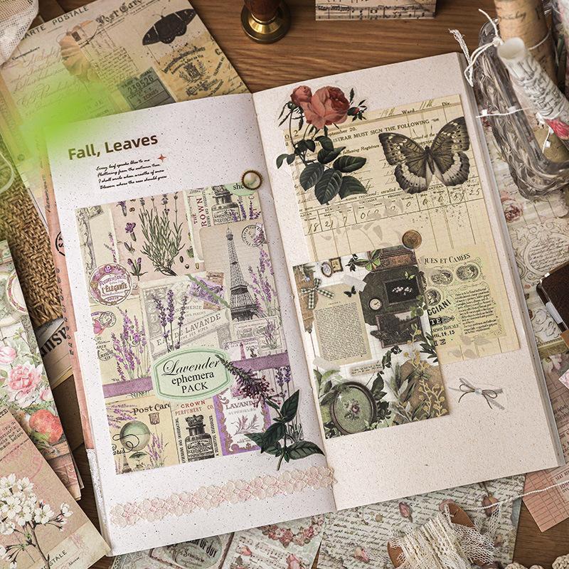 1 Packung/100 Stück Großes Vintage-Papier-Set, Antike Textur, Scrapbooking & Bastelbedarf