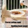 Natural Wood Parrot Stand Multifunctional Feeding Accessory Includes Feeding Bowl For Conures Lovebirds Finches