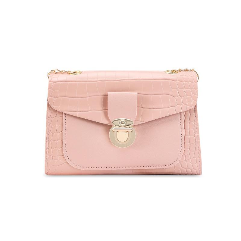 Stone Pattern Women's Bag New Lock Double Chain Small Square Bag Mobile Phone Bag Women's Bag One Piece