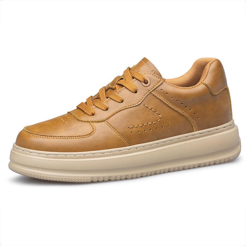 Men's Shoes Invisible Inner Height Increase 8CM Casual Shoes Foreign Trade Leather Shoes Lace-up Platform Sports Shoes Versatile Little White Shoes
