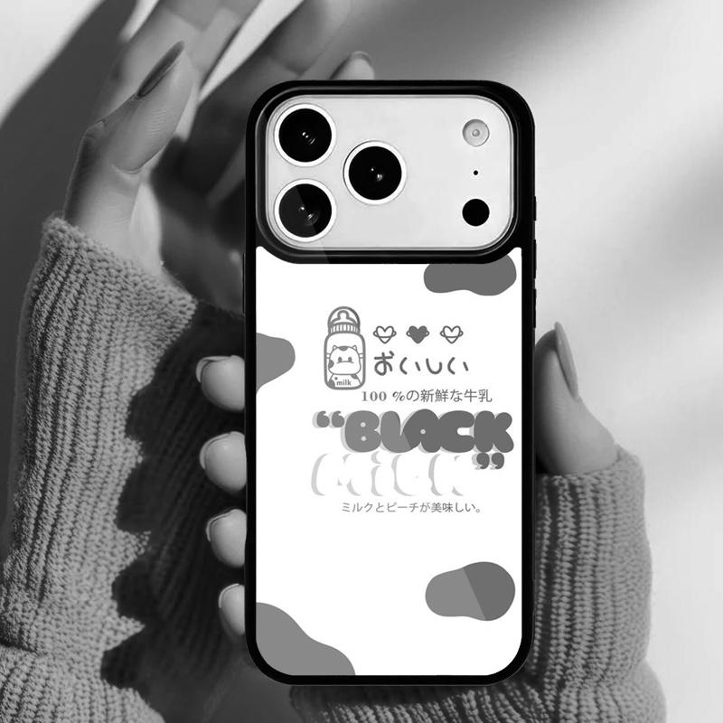

Kawaii Japanese Strawberry Milk Drink Bottle Phone Case for iPhone 17 16 15 14 13 Pro Max Back Cover for 12 11 Pro Coque iPhone17 Pro