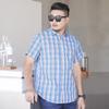Plus Size Men's Plaid Short Sleeve Shirt - Loose Fit