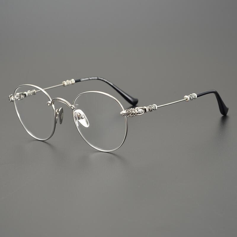 Handmade CHAR trendy and versatile glasses frame, ultra-light pure titanium retro round frame with anti-blue light myopia frame for men and women
