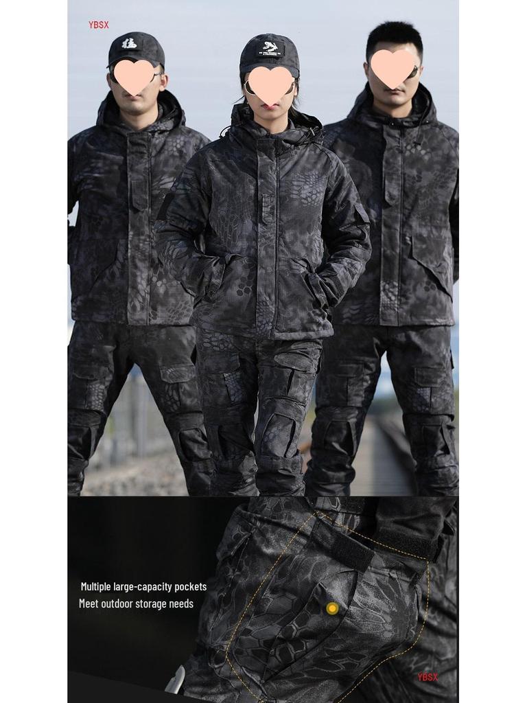 Herren- und Damen-Wasserdichte Camouflage-Taktische Jacke Set - Winddicht, mit Plus-Samt, Verdickt für Herbst und Winter.