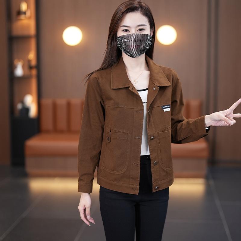 

Women s Casual Brown Lapel Short Jacket - Spring Style Versatile Outerwear L кофейный