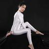 High Elastic Women'S Unitard Long Zipper Open Crotch Satin Shiny Glossy Sheer Full Bodysuit Sexy Shaping Slim Tights Clubwear