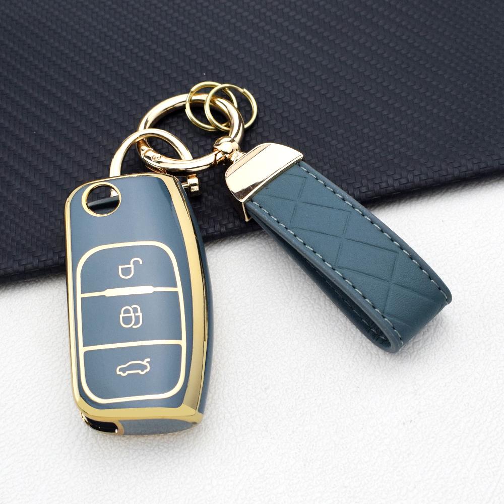 TPU Car Key Case For Ford Focus 2/Falcon/Escape/Galaxy/Kuga/B-Max/C-Max/Ecosport/Fiesta Shell Fob Cover Holder With Key Chain