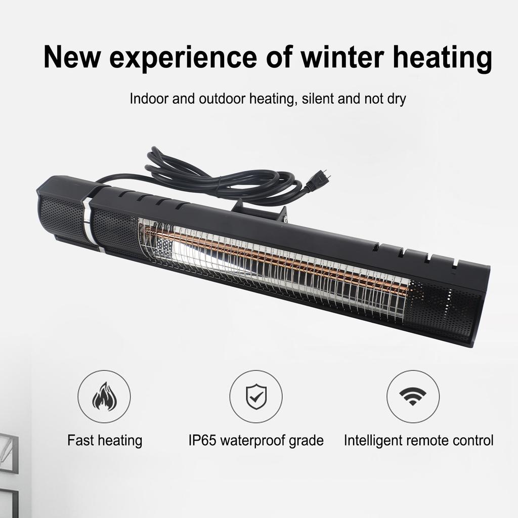 Electric Outdoor Heater with Remote Control 3 Speed IP65 Infrared Patio Heater for Restaurant Backyard