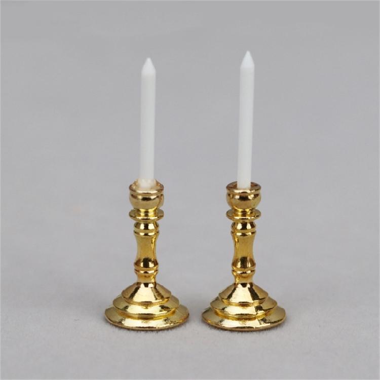2Pcs Dollhouse Miniature Candlesticks Handheld Candlestick Holder Dollhouse