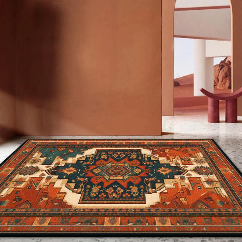 Persian Retro Rugs for Living Room Luxury Decoration Home Sofa Non-slip Foldable Carpet Bedroom Bedside Washable Plush Floor Mat