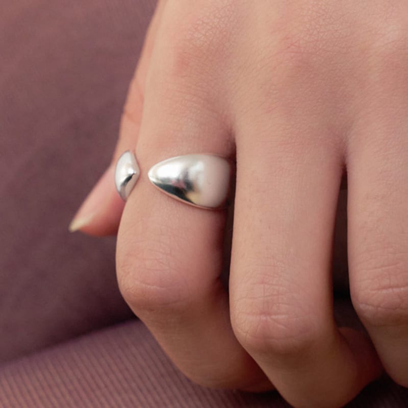 geegee [silver925] leaf open ring - 2color