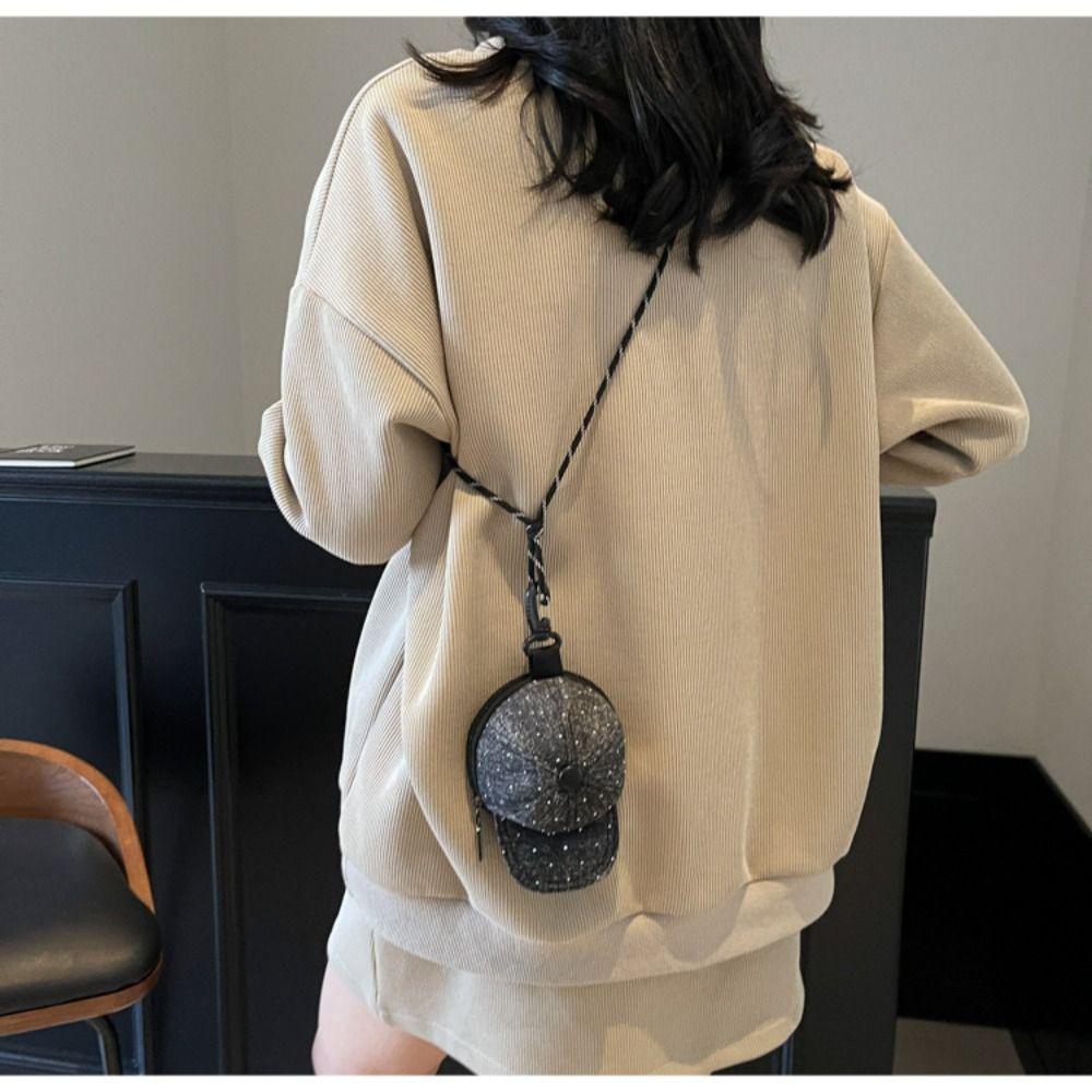 Denim Baseball Cap Crossbody Bag Earphone Storage Bag Canvas Coin Purse Mini Hat Wallet Daily