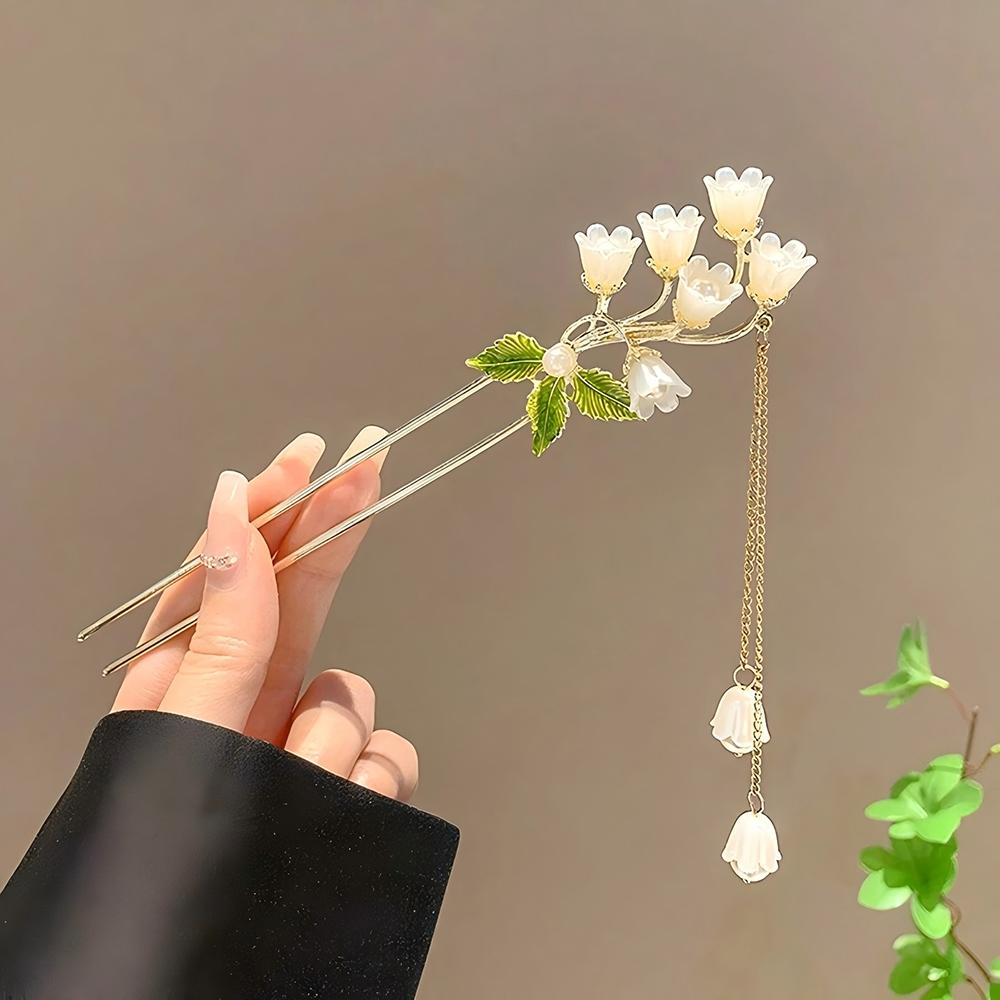 Elegant Floral Tassel Hair Accessory Chinese Retro Boutique Hair Styling Tool Holiday Party Dresses Women Hair Clips Hair Sticks