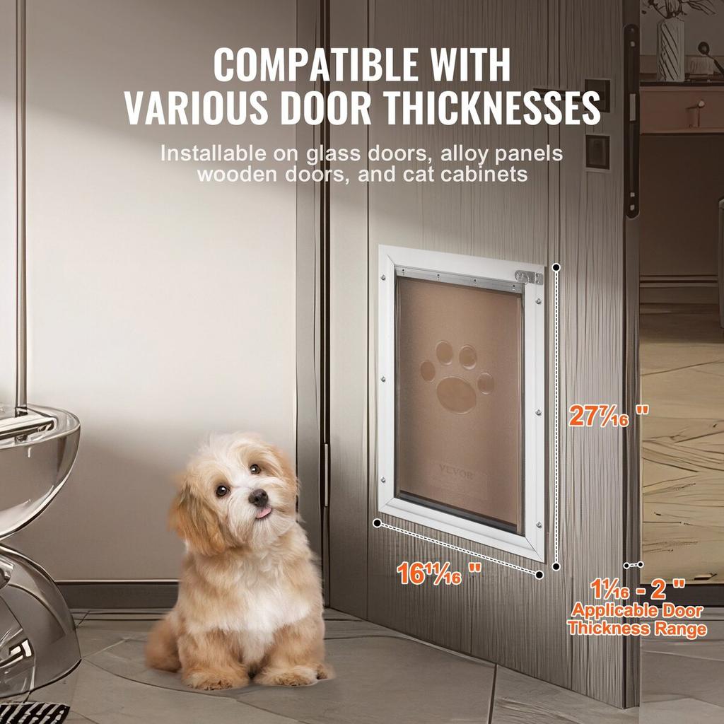 Pet Door for Door with Lock and Magnetic Flap System Aluminum Frame XL