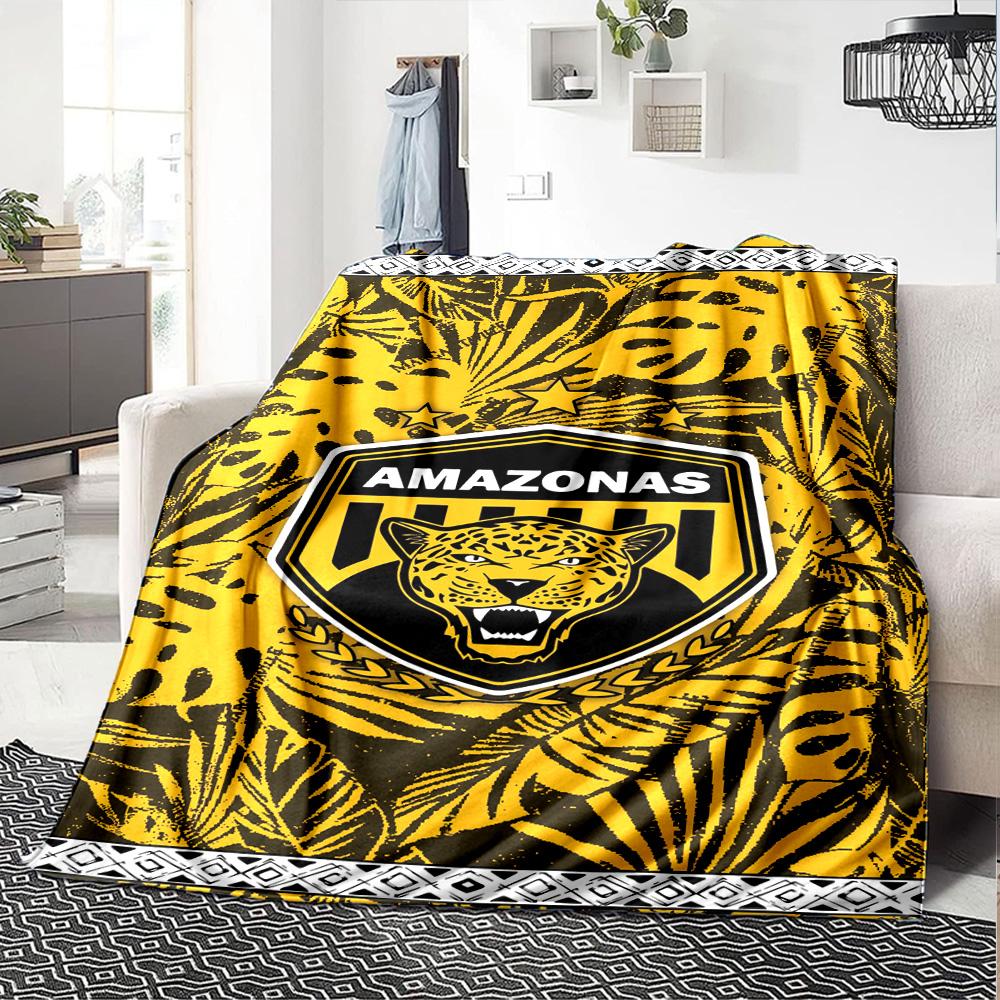 AMAZONAS FC Logo Print Flannel Blanket High Quality Warm Comfortable Cover for All Seasons Perfect for Gifts Home Decor
