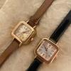 Vintage Women Watch Small Square Dial Thin Leather Strap Ladies Wristwatch Elegant Quartz Female Watches Casual Reloj Mujer