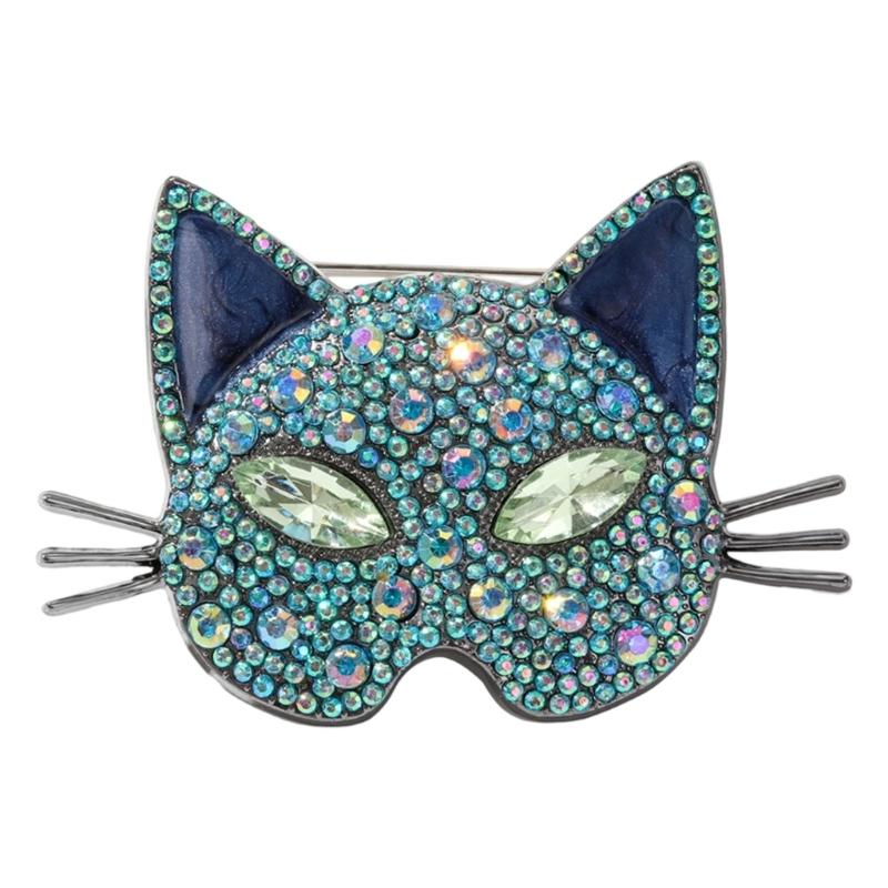 Vintage Cats Head Brooch With Sparkling Rhinestones Elegant Retro Design Accessory For Jackets Coats And Dresses