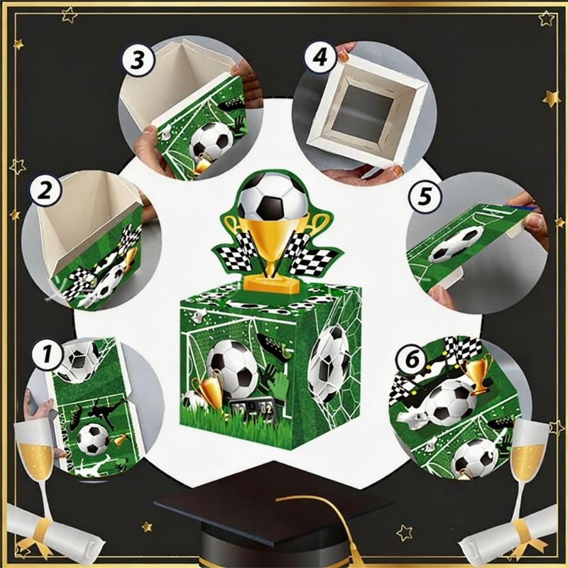 DIY Soccer Party Bill Fun Box With Pull Out Design For Birthday Gifts And Accessories
