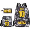 Large Capacity Schoolbag with Shoulder Strap; Student Three-piece Pencil Case Set
