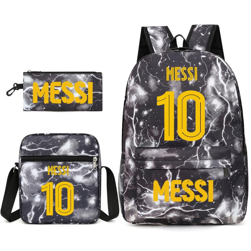 Large Capacity Schoolbag with Shoulder Strap; Student Three-piece Pencil Case Set
