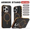 Bicolor Magnetic Camera Lens Stand Phone Case For iPhone 15 14 16 Plus 11 12 13 16 Pro Max Matte Magsafe Protector Hard Cover