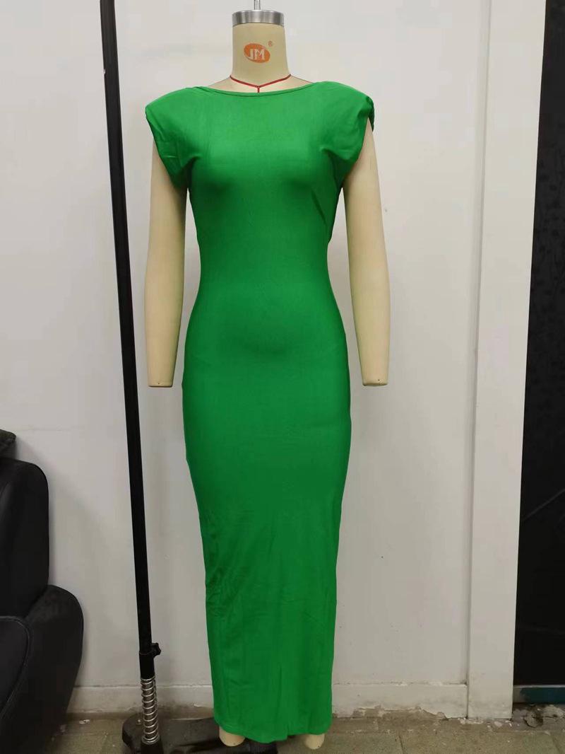 

Длинная юбка с открытой спиной в европейском и американском стиле для женщин - сексуальная, обтягивающая, уличная мода, летнее платье с завышенной талией Medium зелёный