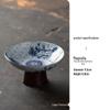 Blue & White Porcelain High-Footed Snack Plate for Desserts & Fruits